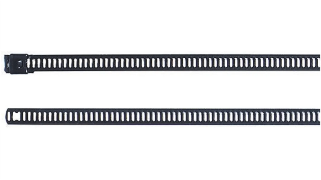 HellermannTyton Cable Tie, Ladder, 630mm x 7 mm, Black Polyester Coated Stainless Steel, Pk-100