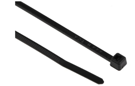 HellermannTyton Cable Tie, 100mm x 2.5 mm, Black Polyamide 6.6 (PA66), Pk-1000