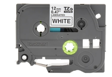 Brother Black on White Label Printer Tape, 8 m Length, 12 mm Width