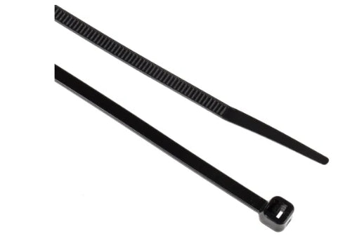 RS PRO Cable Tie, 292mm x 3.6 mm, Black Nylon, Pk-100