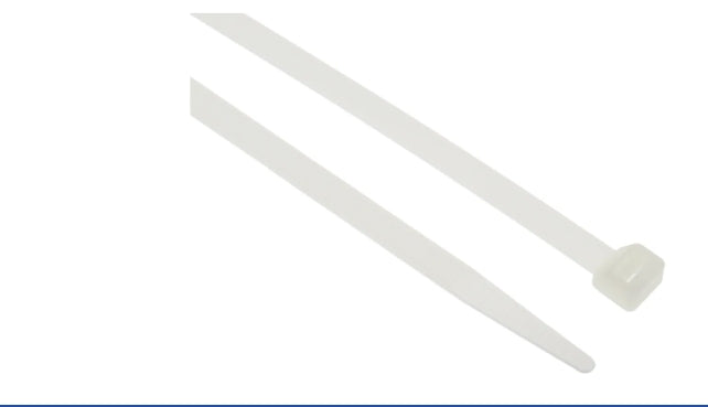 RS PRO Cable Tie, 380mm x 7.6 mm, Natural Nylon, Pk-100