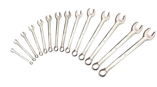 RS PRO 14-Piece Spanner Set, 3/8 → 1.1/4 in, Chrome Vanadium Steel