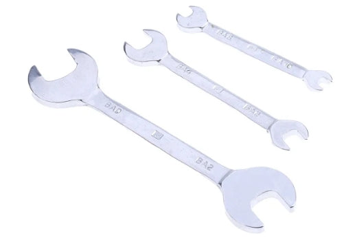 RS PRO 3-Piece Open Ended Spanner Set, BA0 x BA2, BA4 x BA6, BA8 x BA10, Chrome Vanadium Steel