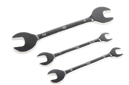 RS PRO 3-Piece Spanner Set, 5 x 6 mm, 5.5 x 7 mm, 8 x 10 mm, Chrome Vanadium Steel