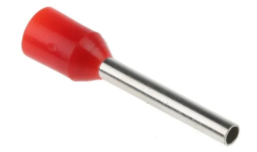 RS PRO Insulated Crimp Bootlace Ferrule, 12mm Pin Length, 1.7mm Pin Diameter, 1mm² Wire Size, Red