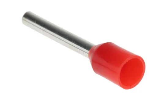 RS PRO Insulated Crimp Bootlace Ferrule, 12mm Pin Length, 1.7mm Pin Diameter, 1mm² Wire Size, Red