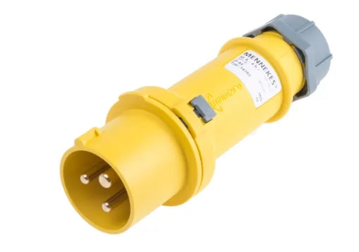 MENNEKES, ProTOP IP44 Yellow Cable Mount 3P Industrial Power Plug, Rated At 16A, 110 V