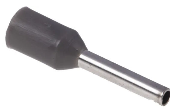 RS PRO Insulated Crimp Bootlace Ferrule, 8mm Pin Length, 1.5mm Pin Diameter, 0.75mm² Wire Size, Grey