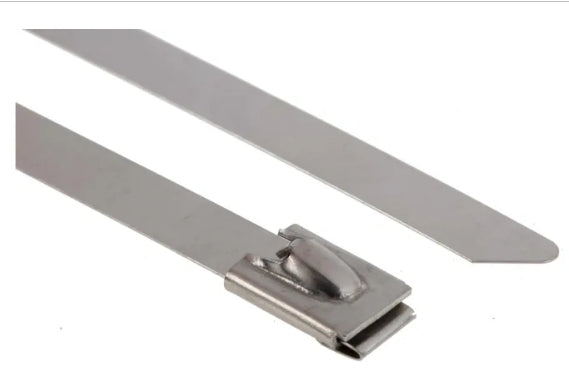 RS PRO Cable Tie, Roller Ball, 360mm x 7.9 mm, Metallic 316 Stainless Steel, Pk-100