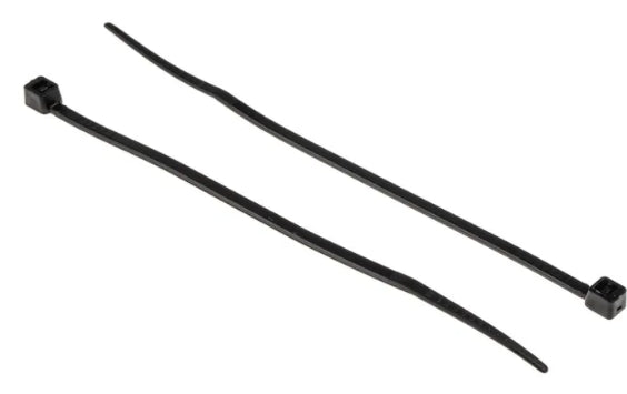 RS PRO Cable Tie, 100mm x 2.5 mm, Black Nylon, Pk-100