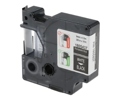 Dymo White on Black Label Printer Tape, 5.5 m Length, 9 mm Width