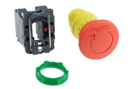 Schneider Electric Harmony XB5 Series Twist Release Emergency Stop Push Button, Panel Mount, 22mm Cutout, SPDT, IP66,