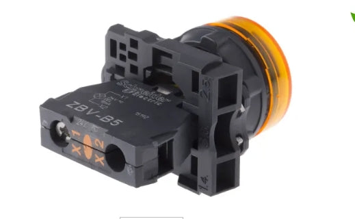 Schneider Electric, Harmony XB5, Panel Mount Orange Universal LED Pilot Light, 22mm Cutout, IP66, IP67, 24V ac/dc