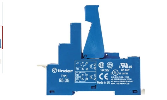 Finder 95 250V ac Screw Fitting Relay Socket for use with Various Series