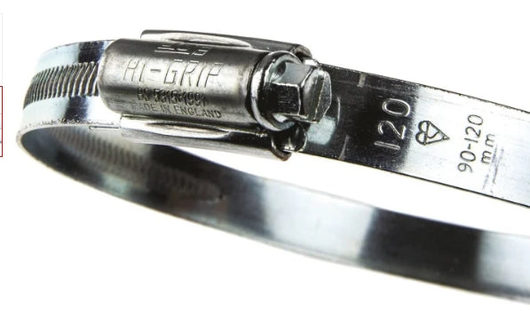 HI-GRIP Steel Slotted Hex Worm Drive, 13mm Band Width, 90 → 120mm ID