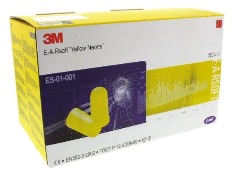 3M E.A.R Soft Yellow Neons Series Yellow Disposable Uncorded Ear Plugs, 36dB Rated, 250 Pairs