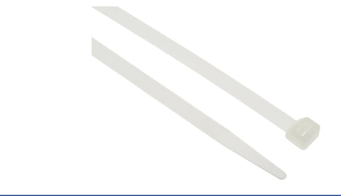 RS PRO Cable Tie, 380mm x 7.6 mm, Natural Nylon, Pk-100