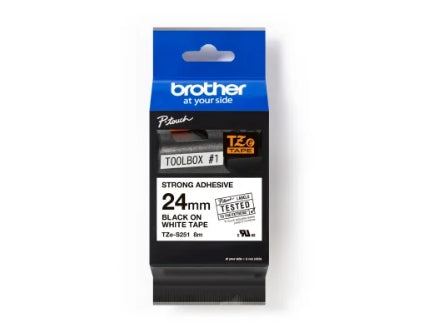 Brother Black on White Label Printer Tape, 8 m Length, 24 mm Width