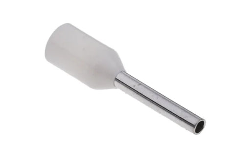 RS PRO Insulated Crimp Bootlace Ferrule, 8mm Pin Length, 1.3mm Pin Diameter, 0.5mm² Wire Size, White