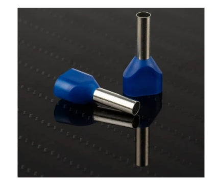 RS PRO Insulated Crimp Bootlace Ferrule, 10mm Pin Length, 2.9mm Pin Diameter, 2 x 2.5mm² Wire Size, Blue