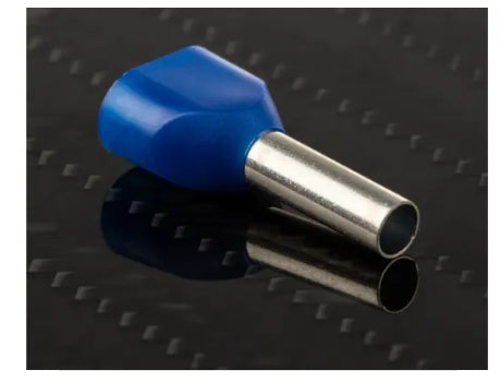 RS PRO Insulated Crimp Bootlace Ferrule, 10mm Pin Length, 2.9mm Pin Diameter, 2 x 2.5mm² Wire Size, Blue