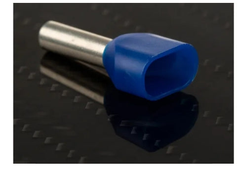 RS PRO Insulated Crimp Bootlace Ferrule, 10mm Pin Length, 2.9mm Pin Diameter, 2 x 2.5mm² Wire Size, Blue