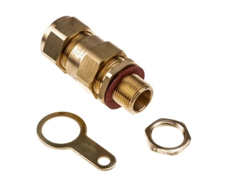 Black Brass Cable Gland, M20 Thread, 15.5mm Min, 21.1mm Max, IP66