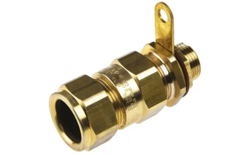 Black Brass Cable Gland, M20 Thread, 15.5mm Min, 21.1mm Max, IP66
