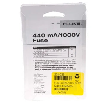 Fluke Multimeter Fuse, 440mA, 1000V, 10.3 (Dia.) x 35mm, 10.3mm