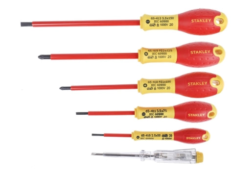 Stanley 0-65-443 Pozidriv; Slotted Insulated Screwdriver Set, 6-Piece