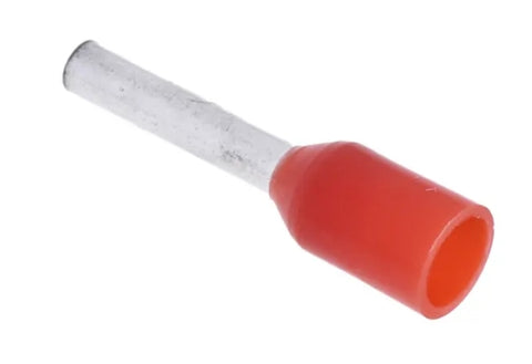 RS PRO Insulated Crimp Bootlace Ferrule, 8mm Pin Length, 1.7mm Pin Diameter, 1mm² Wire Size, Red