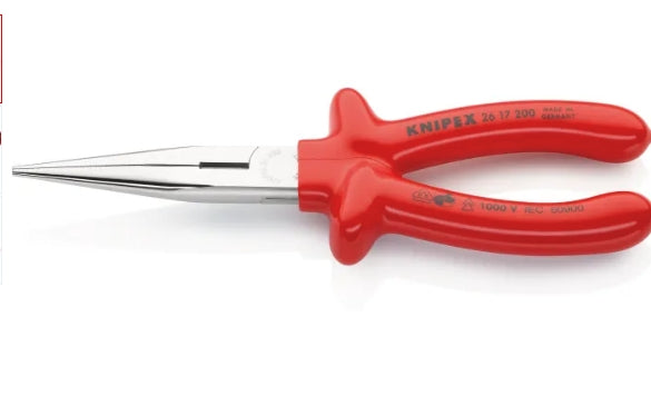Knipex Long Nose Pliers, 200 mm Overall, Straight Tip, VDE/1000V, 73mm Jaw