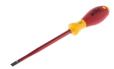 Wiha Slotted Insulated Screwdriver, 6.5 mm Tip, 150 mm Blade, VDE/1000V, 268 mm Overall