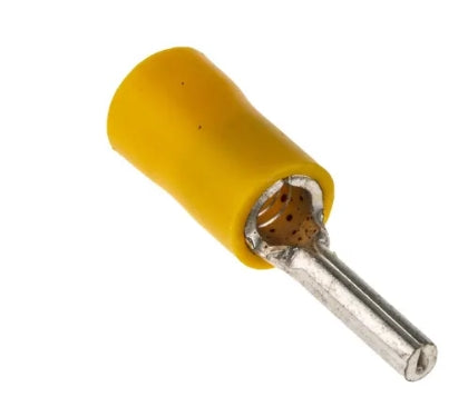 RS PRO Insulated, Tin Crimp Pin Connector, 2.5mm² to 6mm², 12AWG to 10AWG, 2.6mm Pin Diameter, 15mm Pin Length, Yellow