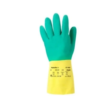 Ansell Yellow Latex Chemical Resistant Work Gloves, Size 9, Large, Latex, Neoprene Coating