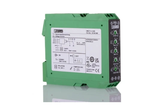 Phoenix Contact Voltage Monitoring Relay, 1 Phase, DPDT, 0 → 300V ac/dc, DIN Rail