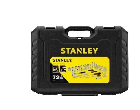 Stanley 72-Piece Metric 1/2 in; 1/4 in Deep Socket/Standard Socket/Bit Set with Ratchet, 6 point; Hex Bit; Phillips