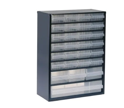 Raaco 28 Drawer Storage Unit, Steel, 417mm x 306mm x 150mm, Blue