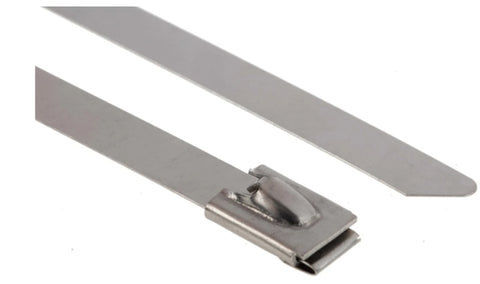 RS PRO Cable Tie, Roller Ball, 360mm x 7.9 mm, Metallic 316 Stainless Steel, Pk-100