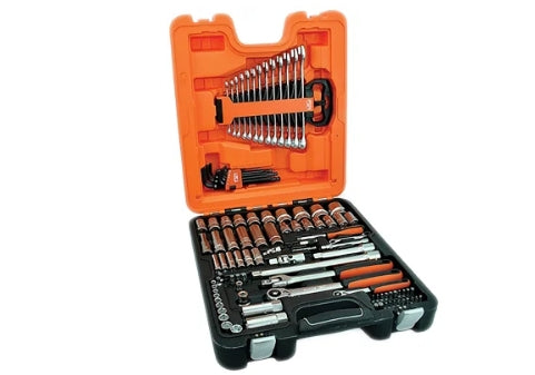 Bahco 103-Piece Metric 1/2 in; 1/4 in Deep Socket/Standard Socket/Spanner/Allen Key/Bit Set with Ratchet, 6 point; Hex