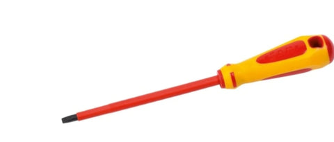 SAM Slotted Insulated Screwdriver, 8 mm Tip, 175 mm Blade, VDE/1000V, 285 mm Overall