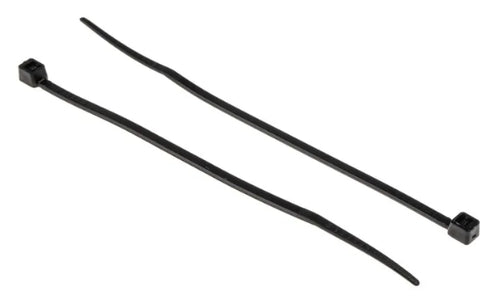 RS PRO Cable Tie, 100mm x 2.5 mm, Black Nylon, Pk-100