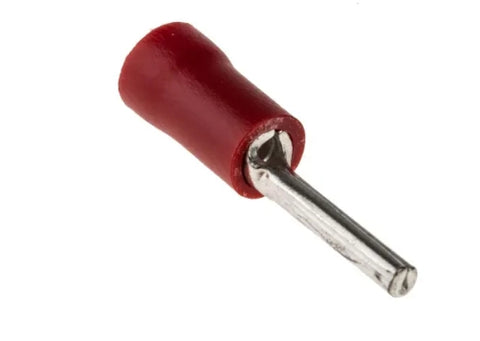 RS PRO Insulated, Tin Crimp Pin Connector, 0.5mm² to 1.5mm², 22AWG to 16AWG, 1.9mm Pin Diameter, 12mm Pin Length, Red
