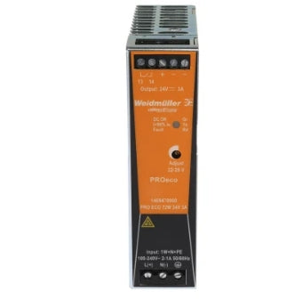 Weidmuller PRO ECO Switched Mode DIN Rail Power Supply, 85 → 264 V ac / 80 → 370V dc ac, dc Input, 24V dc