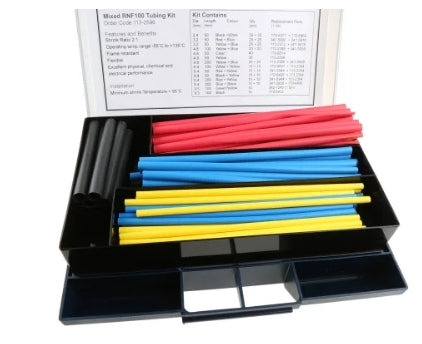TE Connectivity Heat Shrink Tubing, Black 2.4mm Sleeve Dia. x Set Length 2:1 Ratio, RNF-100 Series
